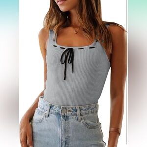 Square Neck Ribbed Tank Top